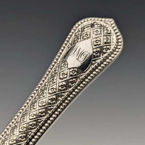 Antique British silver plate dessert cutlery set of 6, circa 1865